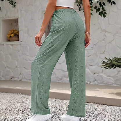 Wide pants for women with an elegant perforated pattern and high waist Chic and Style