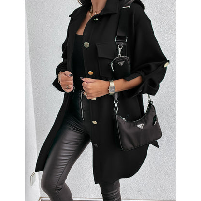 Chemise overshirt femme élégante avec poches pratiques et devant à pressions Chic und Stil