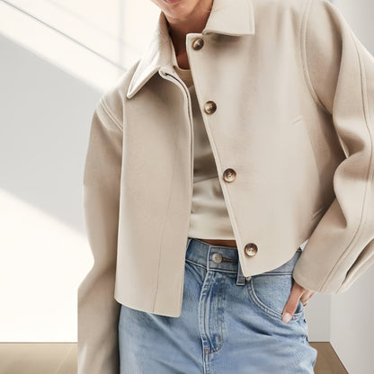 Dames courte, douce veste en mélange de laine Chic und Stil