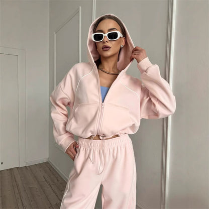 Ensemble de vestes et pantalons de loisirs sportives pour femmes avec coupe tendance et taille élastique Chic und Stil