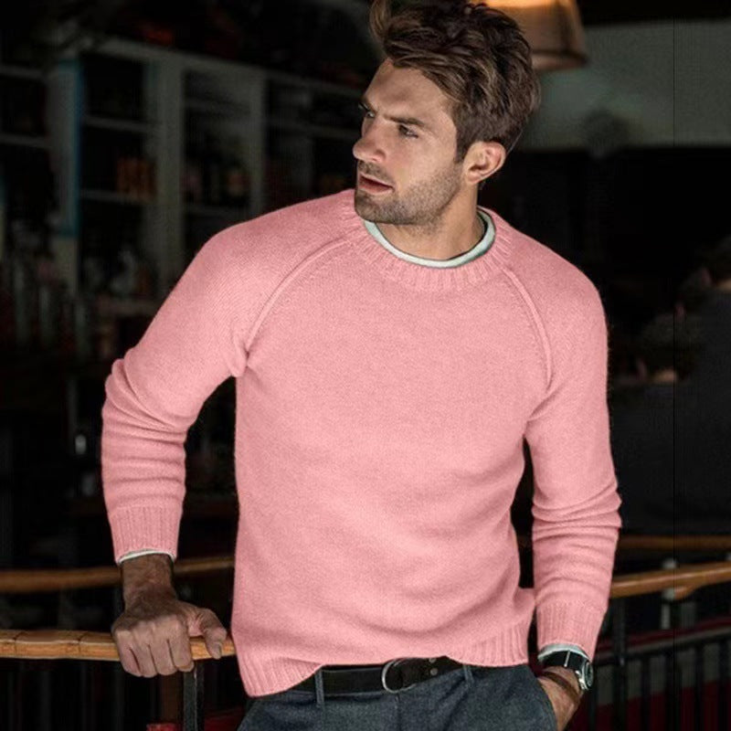 Pull-over rond col ras du cou pour hommes en tricot fin Chic und Stil