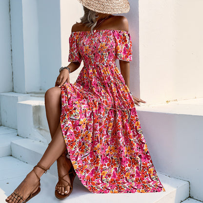 Robe maxi off-shoulder pour dames avec design de volants en couches Chic und Stil