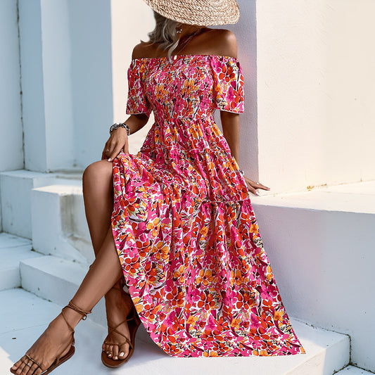 Robe maxi off-shoulder pour dames avec design de volants en couches Chic und Stil