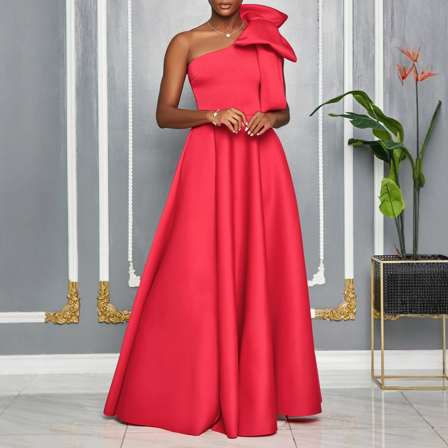 Robe maxi femme avec coupe asymétrique et élégante boucle Chic und Stil