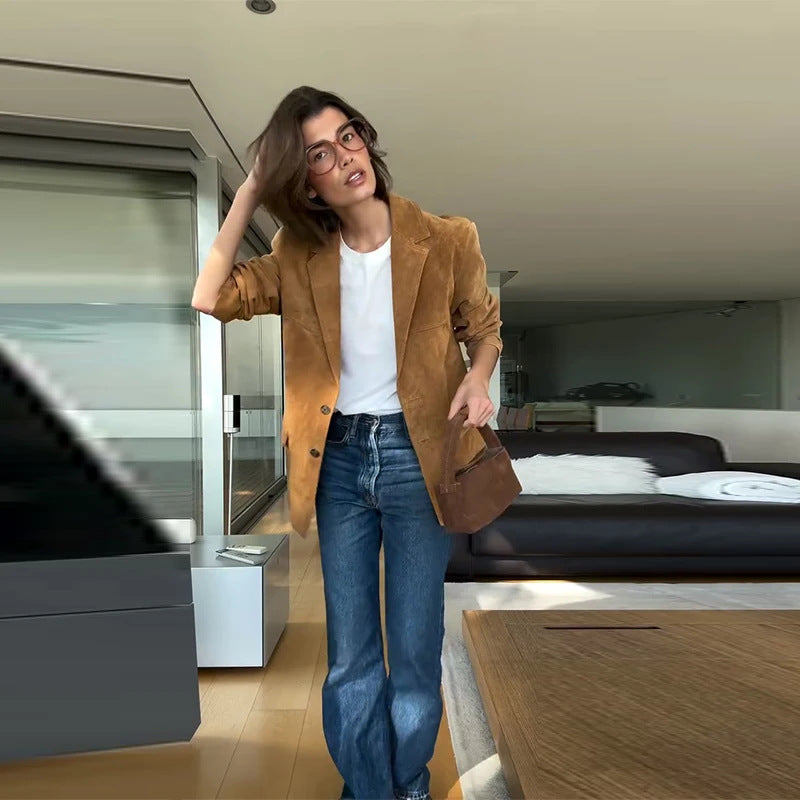 Veste blazer en daim élégant femme Chic & Stil