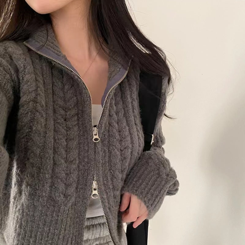 Dames cardigan avec fermeture éclair de haute qualité Chic und Stil