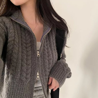 Dames cardigan avec fermeture éclair de haute qualité Chic und Stil