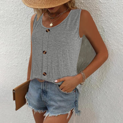 Dame Haut sans manches avec boutons décoratifs et coupe décontractée Chic und Stil