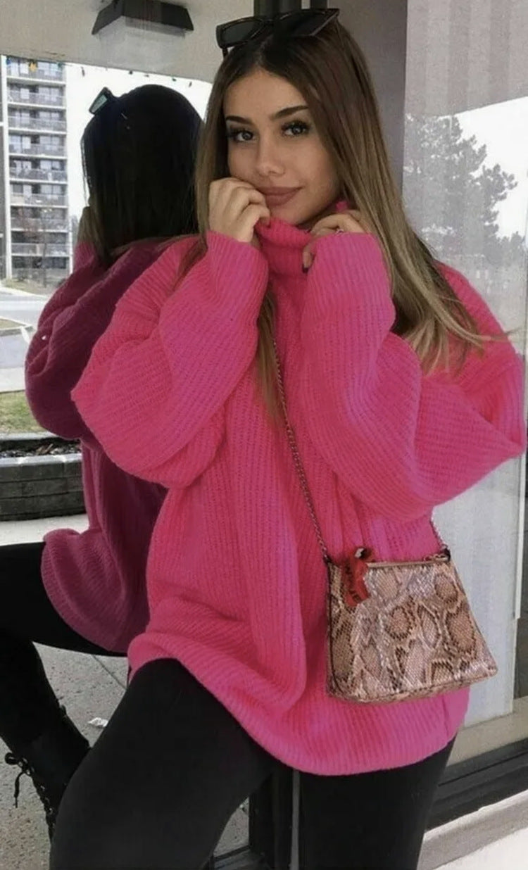 Pull en tricot oversized pour femmes avec col montant et coupe décontractée Chic und Stil