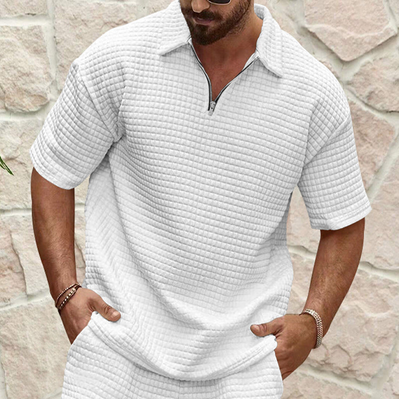 T-shirt polo décontracté pour hommes à manches courtes avec design texturé Chic und Stil