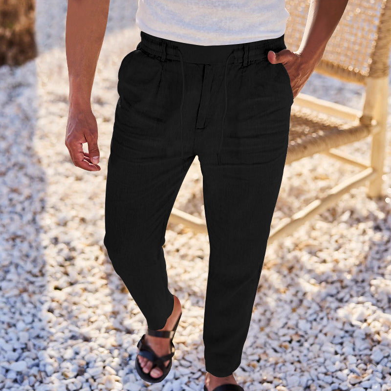 Men's casual pants with elastic waistband and side pockets. Chic and Style