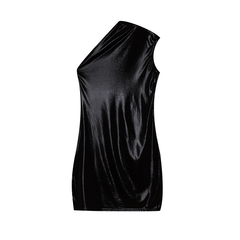 Robe shift asymétrique métallique pour femmes Chic und Stil
