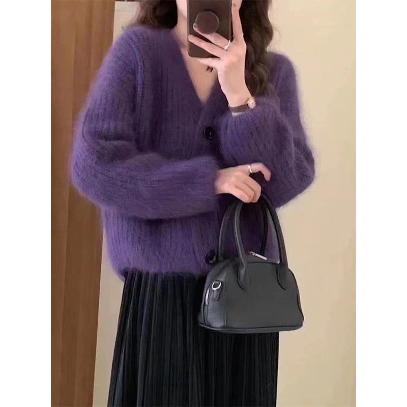 Dames Pull-over en tricot douillet avec de gros boutons Chic und Stil
