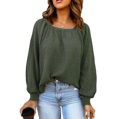 Pull en tricot surdimensionné pour femmes avec un décolleté ouvert et des manches bouffantes Chic und Stil