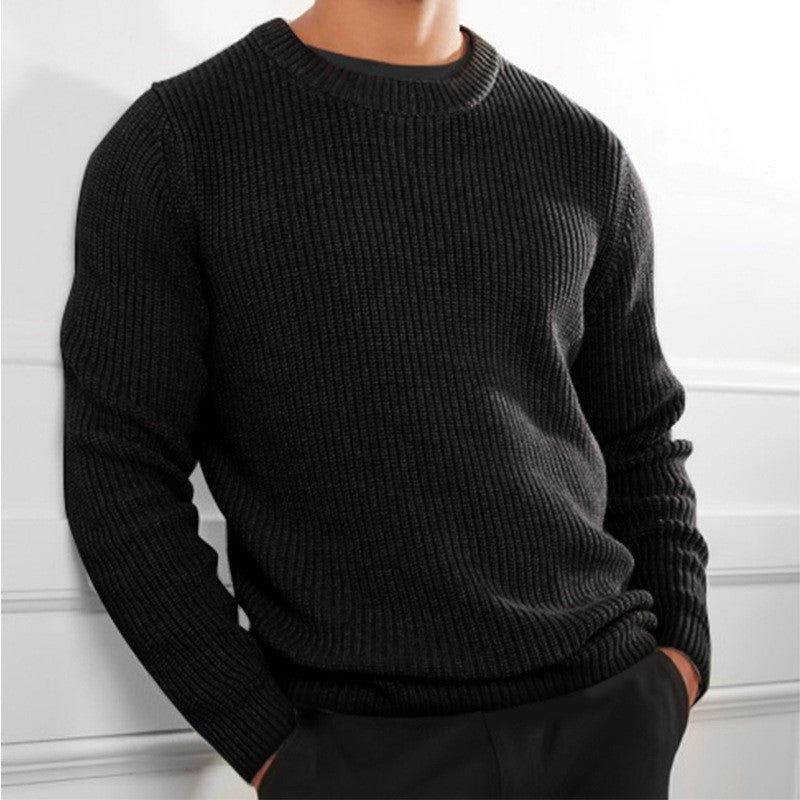 Pull en tricot pour hommes avec surface texturée et col ras du cou Chic und Stil