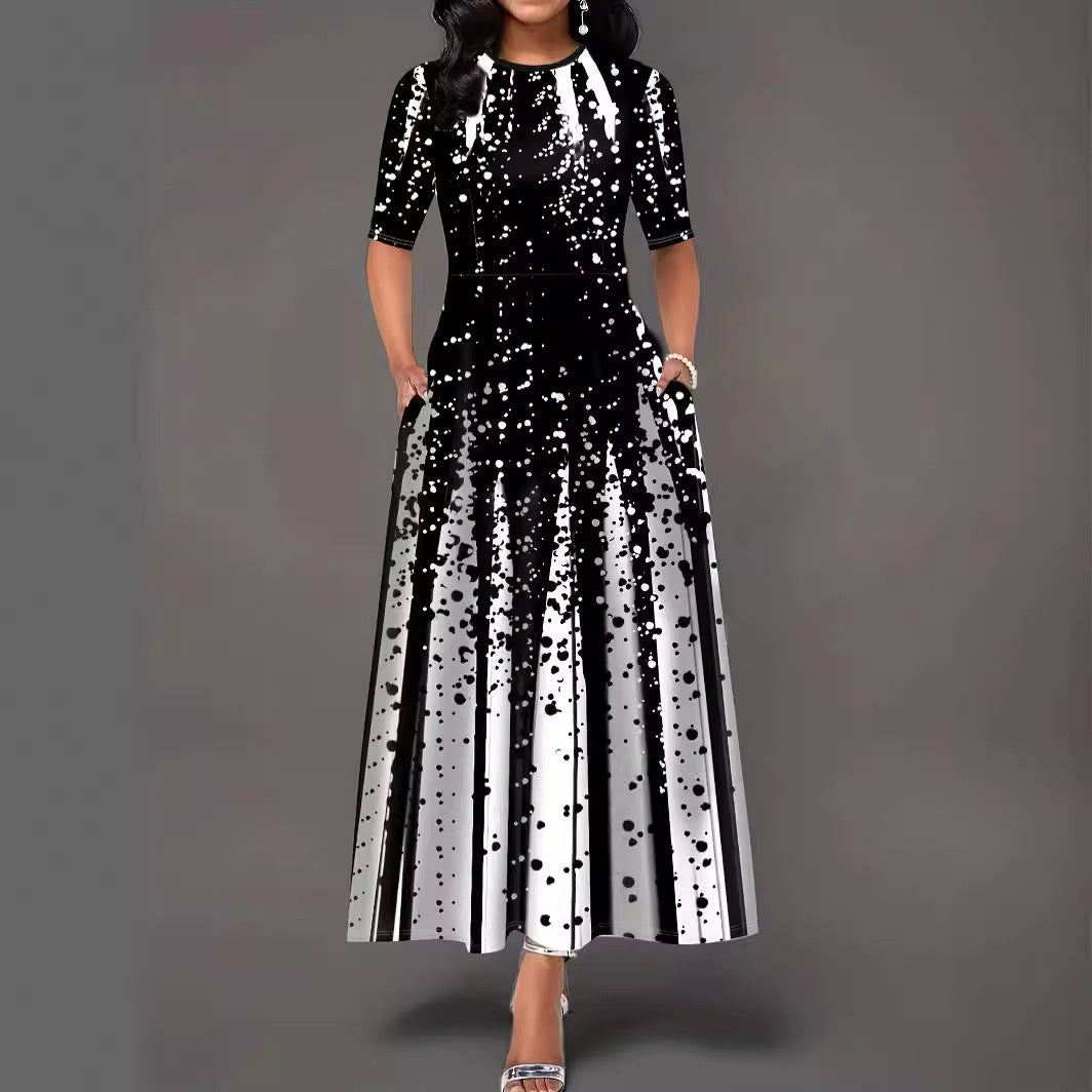 Femmes Robe Maxi Élégante avec un motif accrocheur et des poches pratiques Chic und Stil