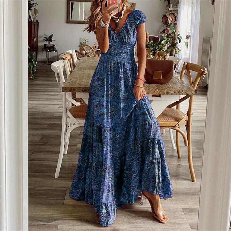 Femmes Robe Maxi Dos Rétro Chic und Stil