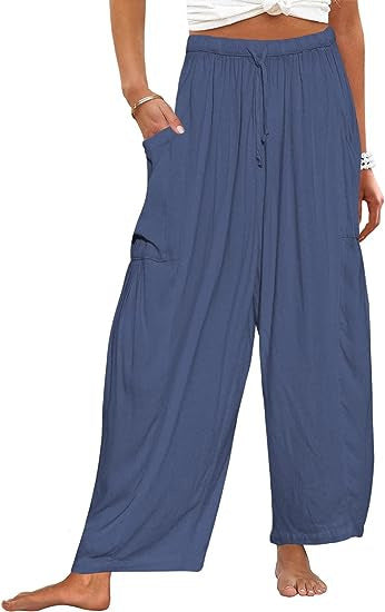 Comfortable wide-leg pants for women with practical side pockets and elastic waistband Chic and Style