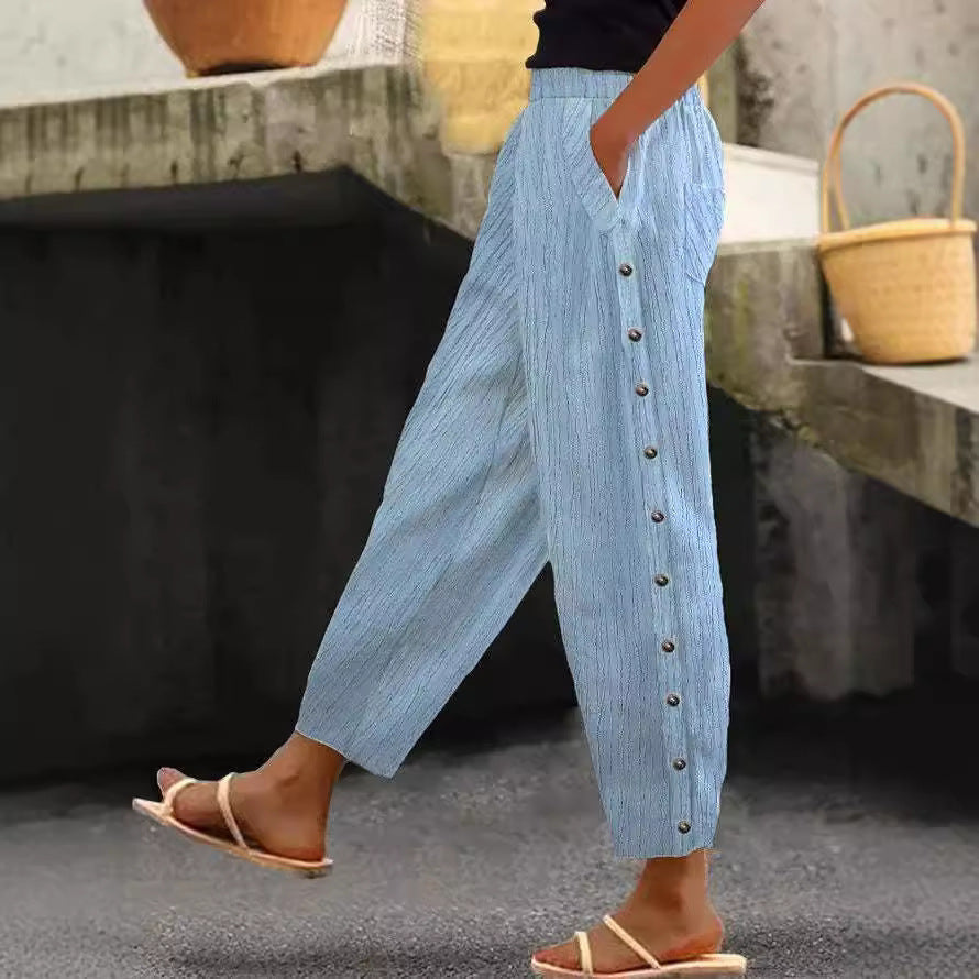 Women's stylish pants with button details Chic and Style