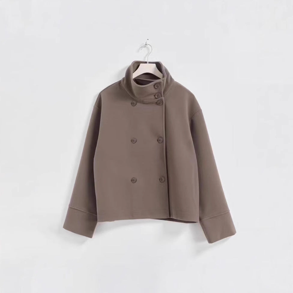 Cropped jacket for women with high collar and double breasted Chic und Stil