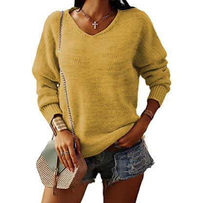 Pull femme à col en V avec coupe décontractée et motif texturé Chic und Stil