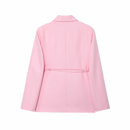 Dames blazer élégant avec ceinture attachée décorative et accents floraux Chic und Stil