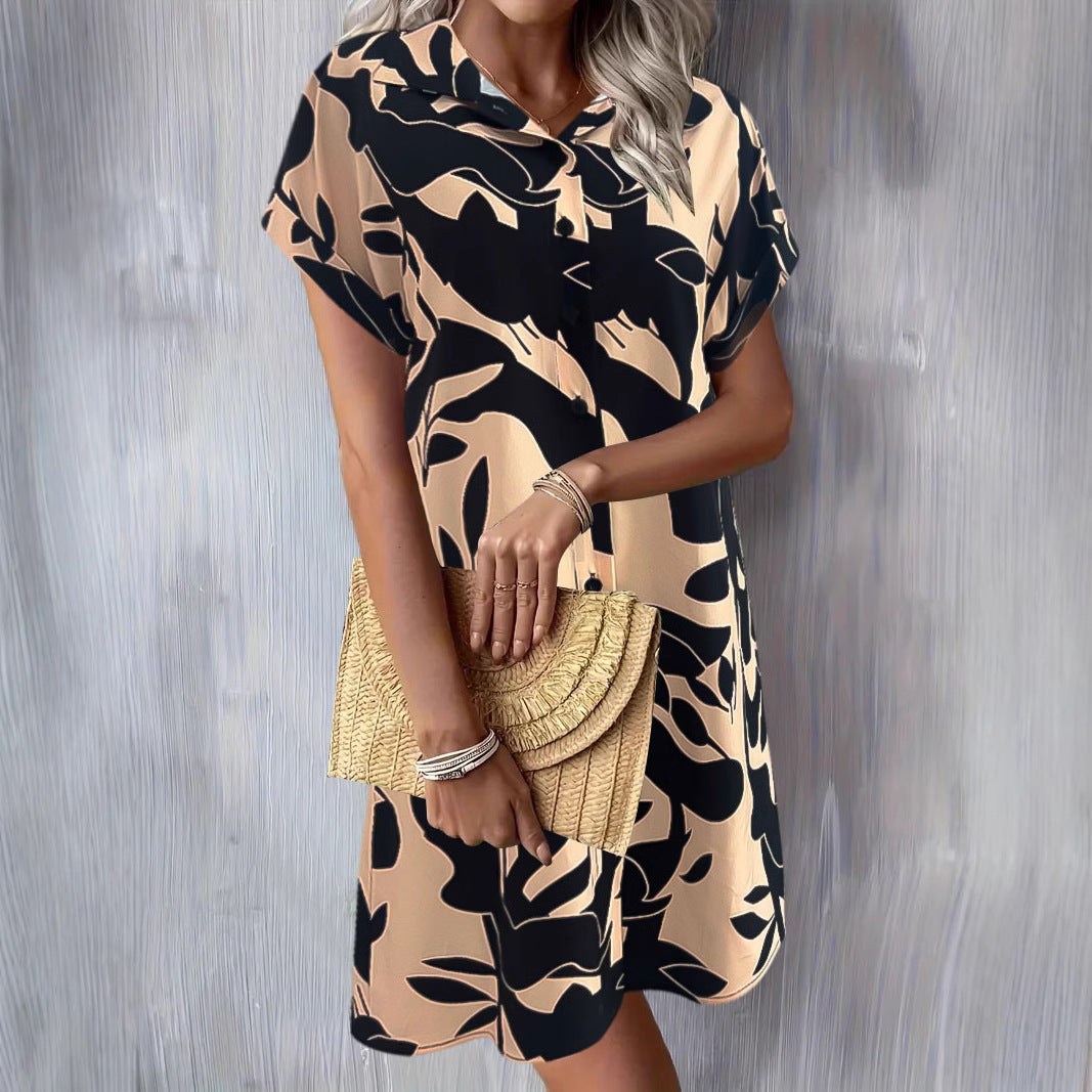 Robe décontractée à boutons pour femme à manches courtes Chic und Stil
