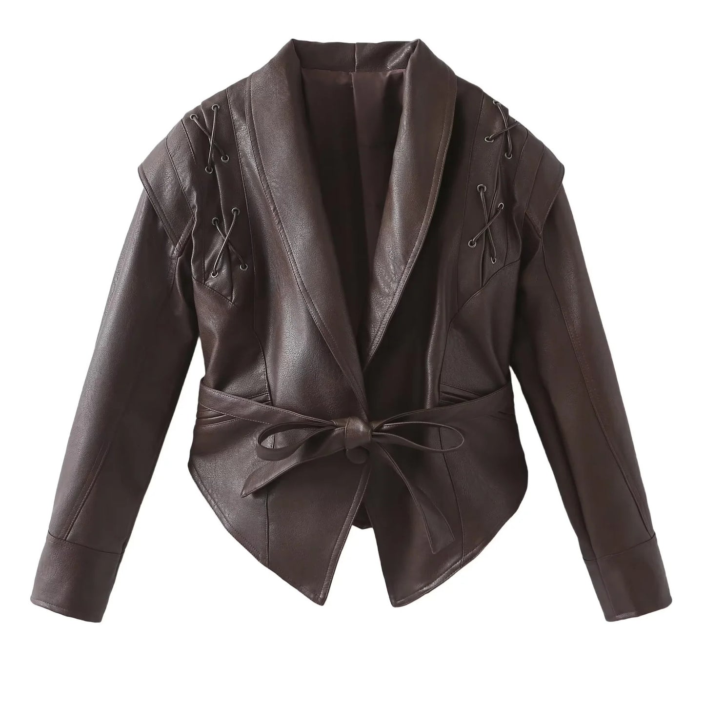 Blazer en simili cuir pour femmes au design moderne avec ceinture pratique Chic und Stil
