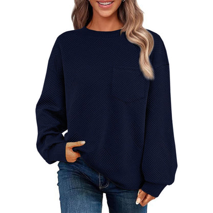 Pull décontracté pour femmes avec motif texturé et poche poitrine pratique Chic und Stil