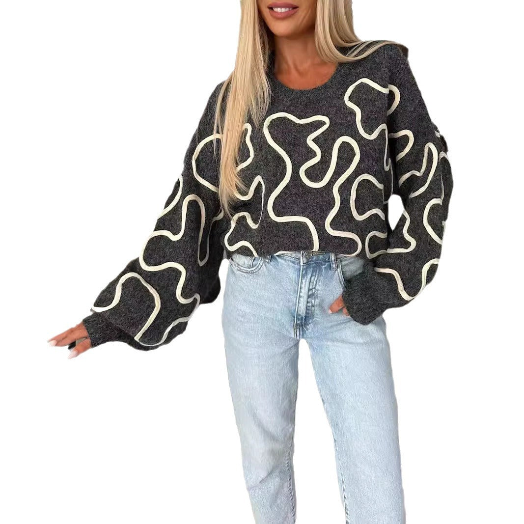 Pull en tricot douillet pour femmes avec motif créatif Chic und Stil
