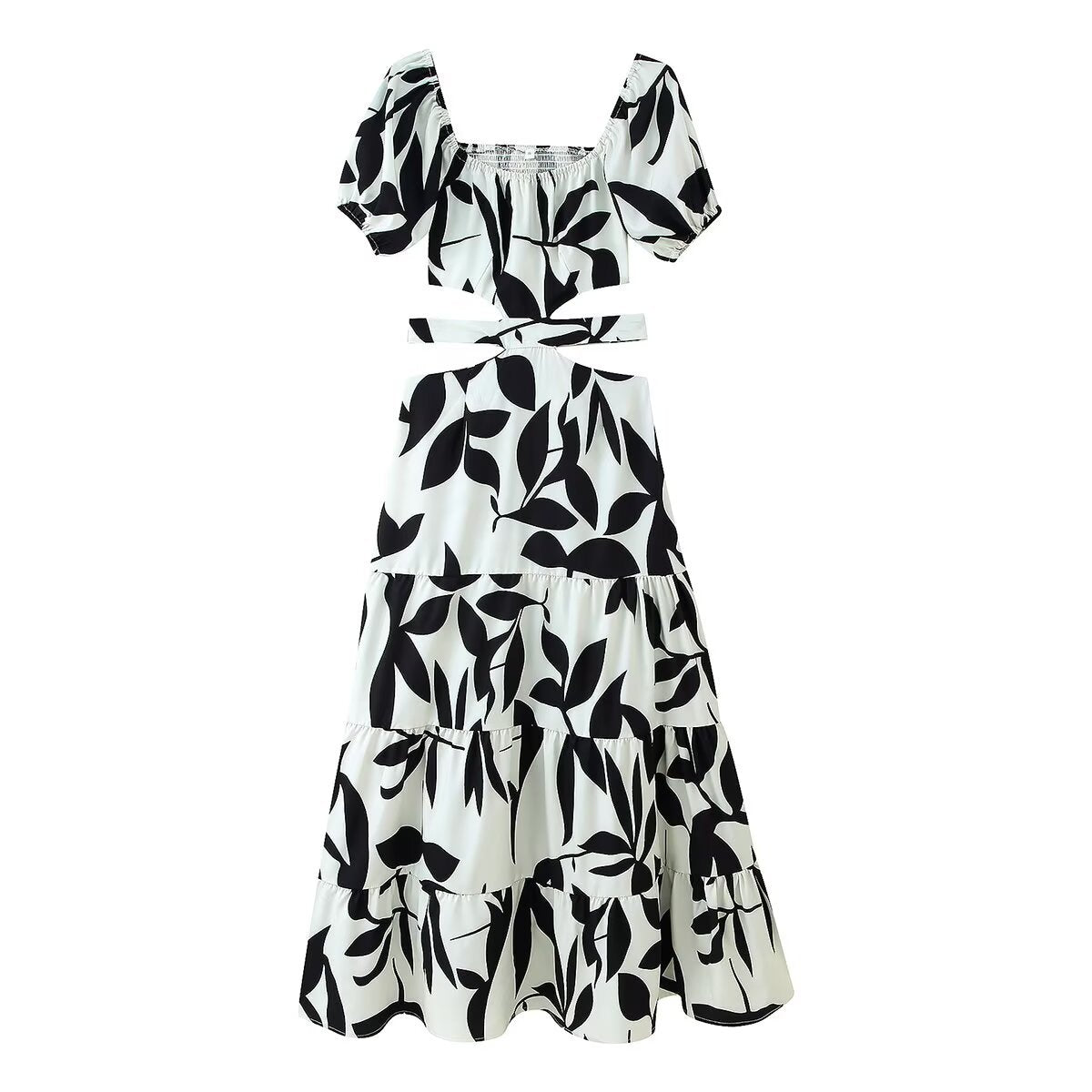 Robe maxi dame avec découpe florale et détails en volants Chic und Stil