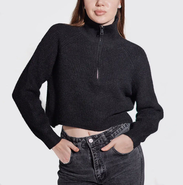 Pull femme avec col montant et zip Chic und Stil