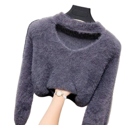 Pull en V avec col haut pour femmes douce Chic und Stil
