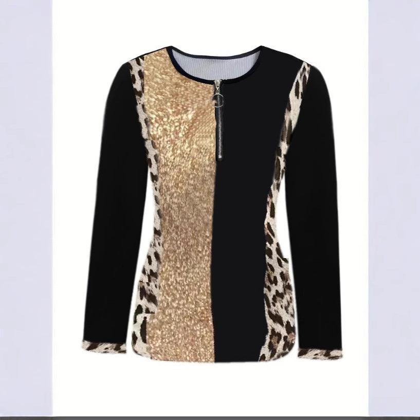 Dames Haut brillante avec fermeture éclair et imprimé animal Chic und Stil