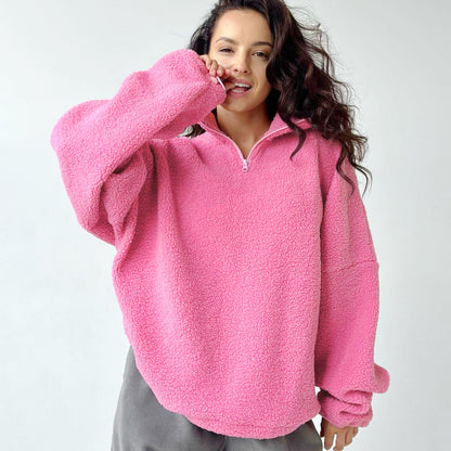 Women's padded fleece pullover with high zipper Chic und Stil