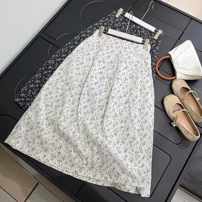 Jupe midi pour femmes avec motif floral et taille élastique Chic & Stil