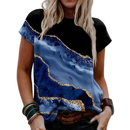 Dames Impression artistique Haut à manches courtes Chic und Stil