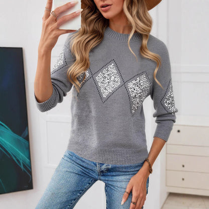 Dames Pull scintillant avec motif en diamant Chic und Stil