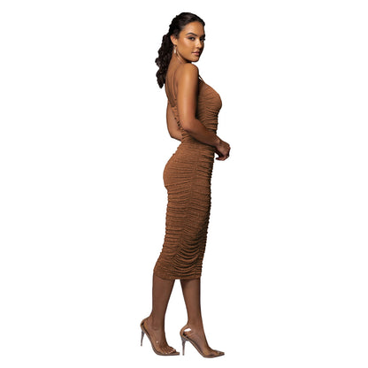 Robe midi ajustée pour dames avec fronces et effet irisé Chic und Stil