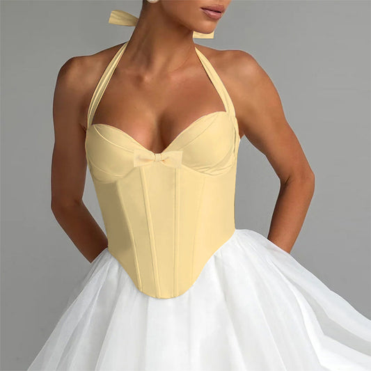 Dames Élégant Top Corsage Halter Chic und Stil