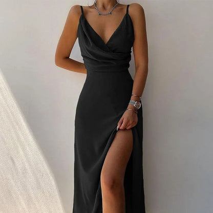 Dames Élégant Robe Maxi Col Cagoule Chic und Stil