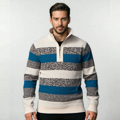 Pull en tricot pour hommes avec col haut et fermeture éclair innovante Chic und Stil