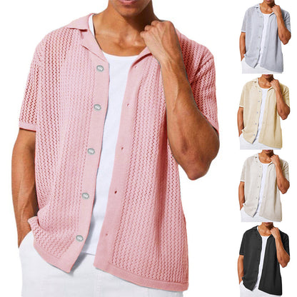 Chemise en tricot à col ouvert pour hommes à manches courtes et respirante Chic und Stil