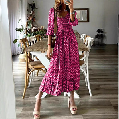 Robe maxi pour femmes avec des manches volumineuses et un cordon élastique à la taille Chic und Stil