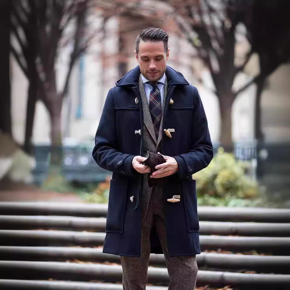 Men’s Wool Duffle Coat mit Classic Cut & Wooden Buttons | Chic und Stil