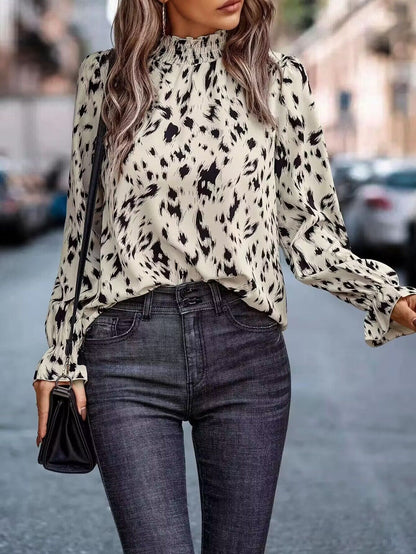 Dames Élégante Blouse à Manches Longues Imprimée Chic und Stil