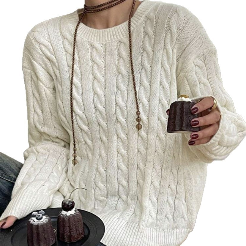 Pull en gros tricot pour dames avec motif en torsades et manches larges Chic und Stil