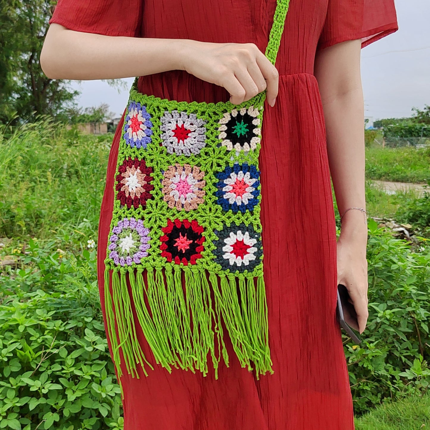 Sac bandoulière en crochet boho pour femmes Chic und Stil