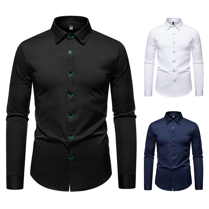 Chemise à manches longues pour hommes avec design de bouton créatif Chic und Stil