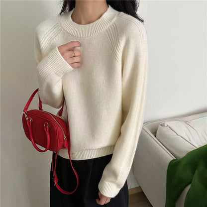 Pull en tricot décontracté pour femmes avec col rond et texture fine Chic und Stil